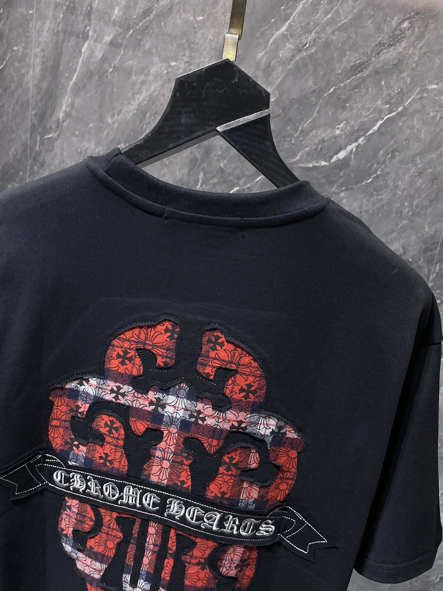 P170 new Chrome Hearts 25ss high version for summer! High-weight, environmentally friendly, high-quality top-quality fabric 260g~285g Krobajian Heavy Industry hand-applied embroidered short-sleeved heavy industry embroidery! ! ! Tens of thousands of needles! ! Counter synchronized replica version 1:1 Recommended colors: black white